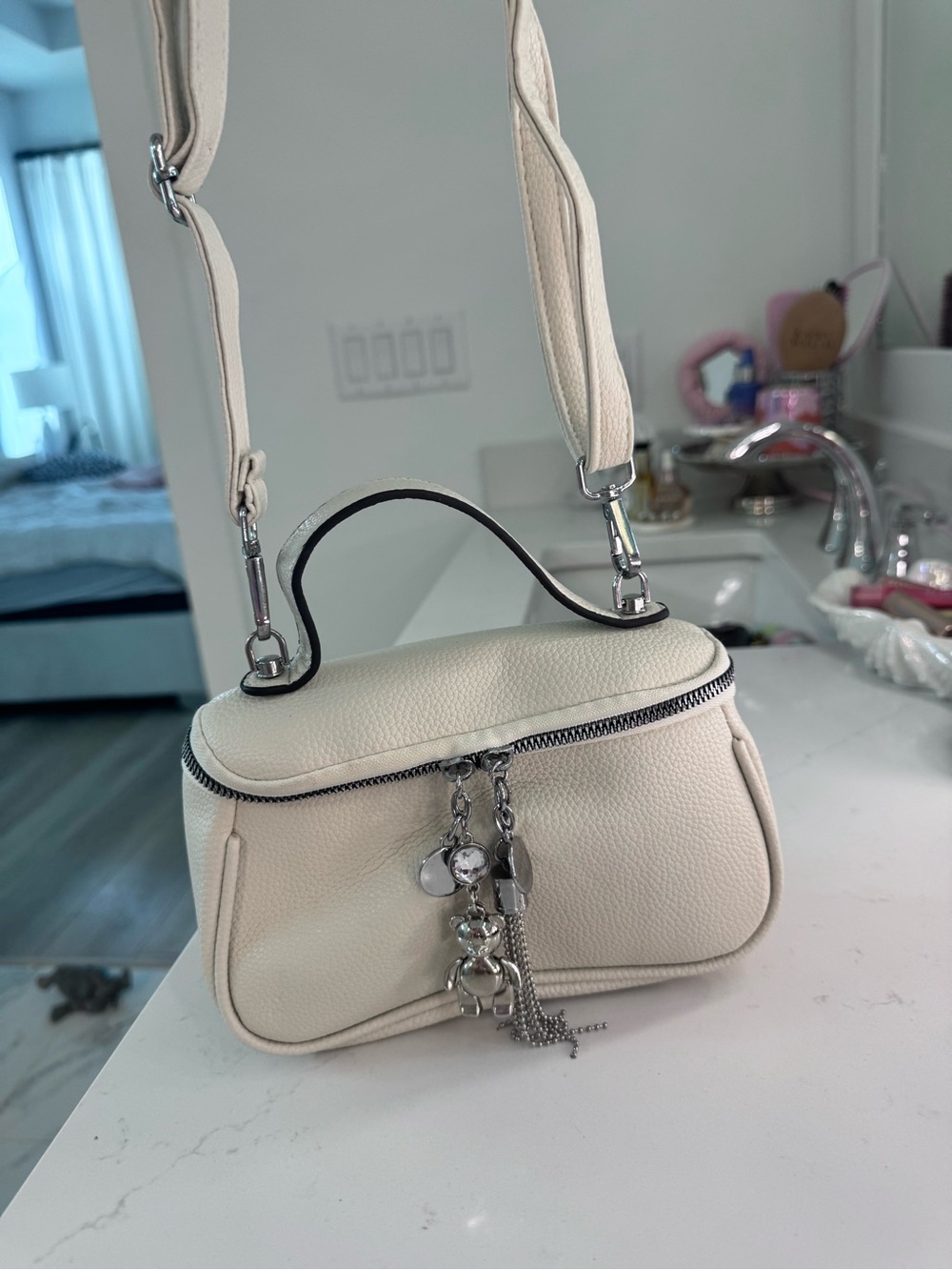 Leather Handbag with Charms